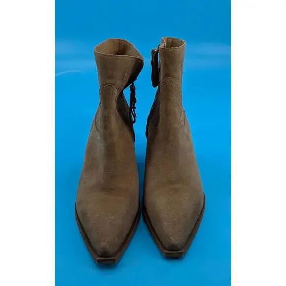 Sam Edelman Wilda Golden Caramel Stacked Block Heeled Pointed Toe Western Boots - Picture 3 of 9